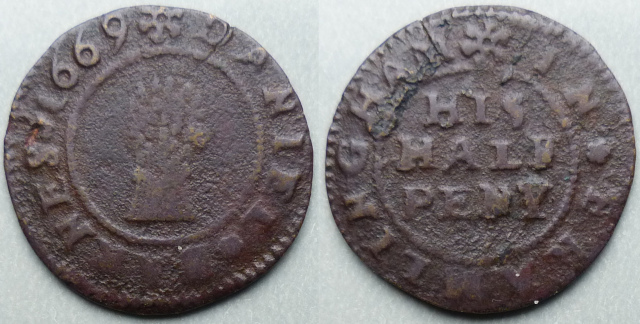 Framlingham, Daniel Barnes 1669 halfpenny